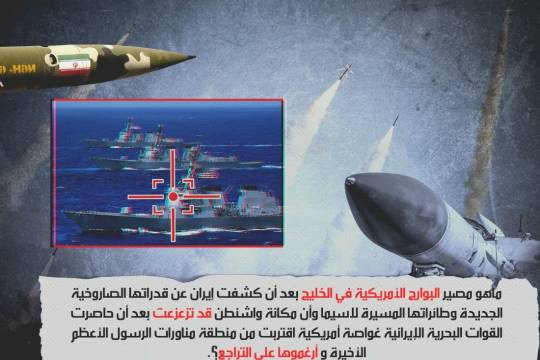 ماهو مصير البوارج الأمريكية في الخليج بعد أن كشفت إيران عن قدراتها الصاروخية الجديدة