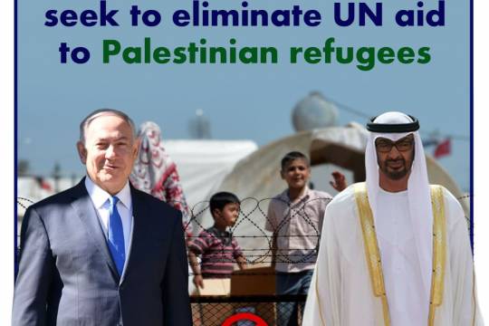 The UAE and Israel seek to eliminate UN aid to Palestinian refugees