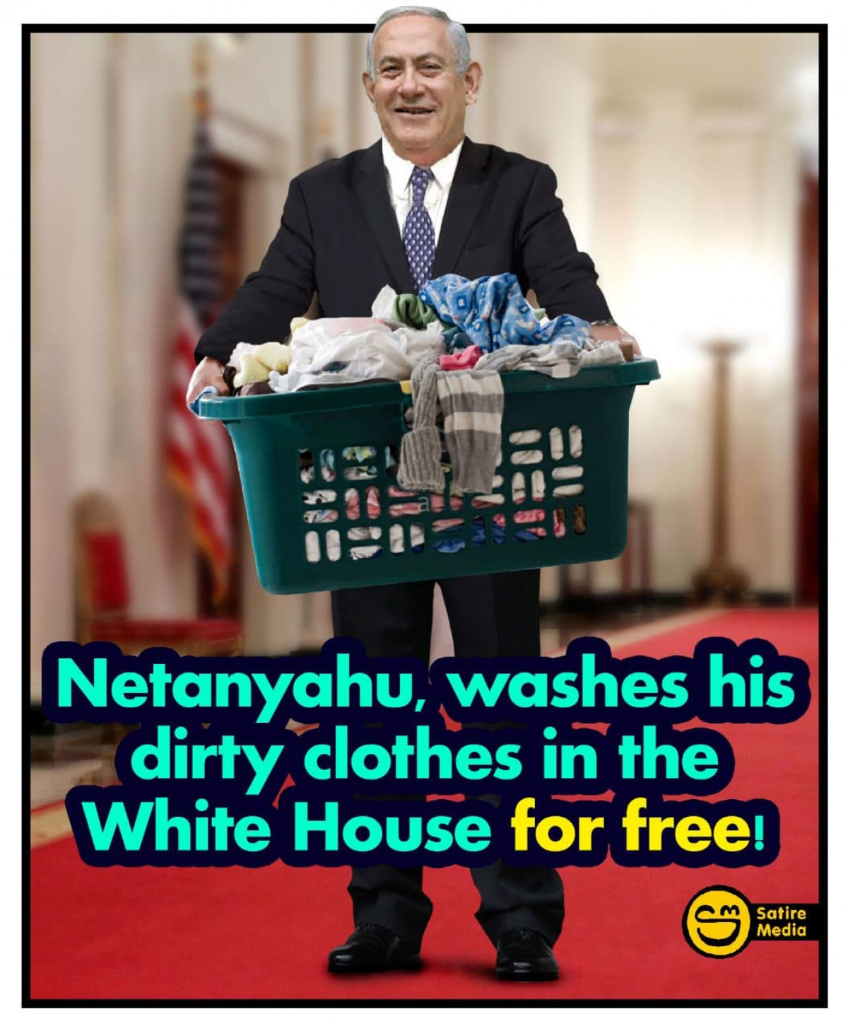 Netanyahu, washes his dirty clothes in the White House for free