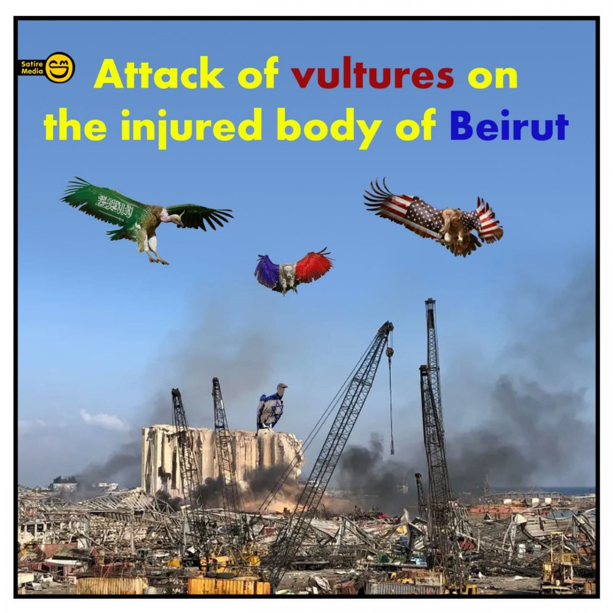 Attack of vultures on the injured body of Beirut
