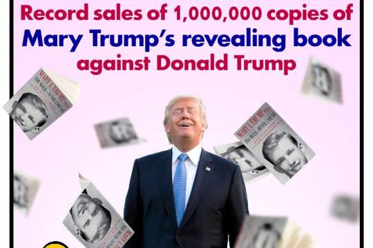 Record sales of 1,000,000 copies of Mary Trump’s revealing book against Donald Trump