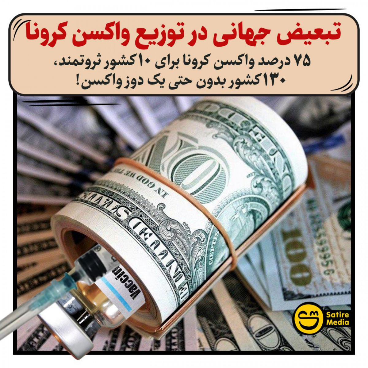 پوستر: تبعیض جهانی در توزیع واکسن کرونا