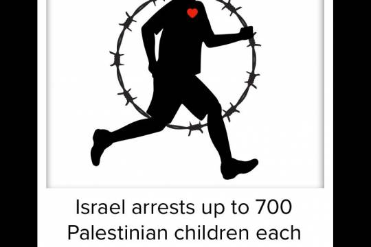israel arrests up to 700 palestinian children each year  up to 94% are held in pre-trial detention without bail