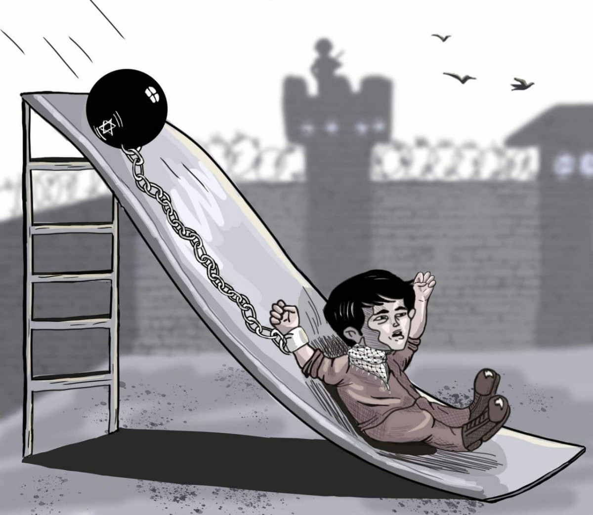 كاريكاتير / أطفال فلسطين وسجون الإحتلال