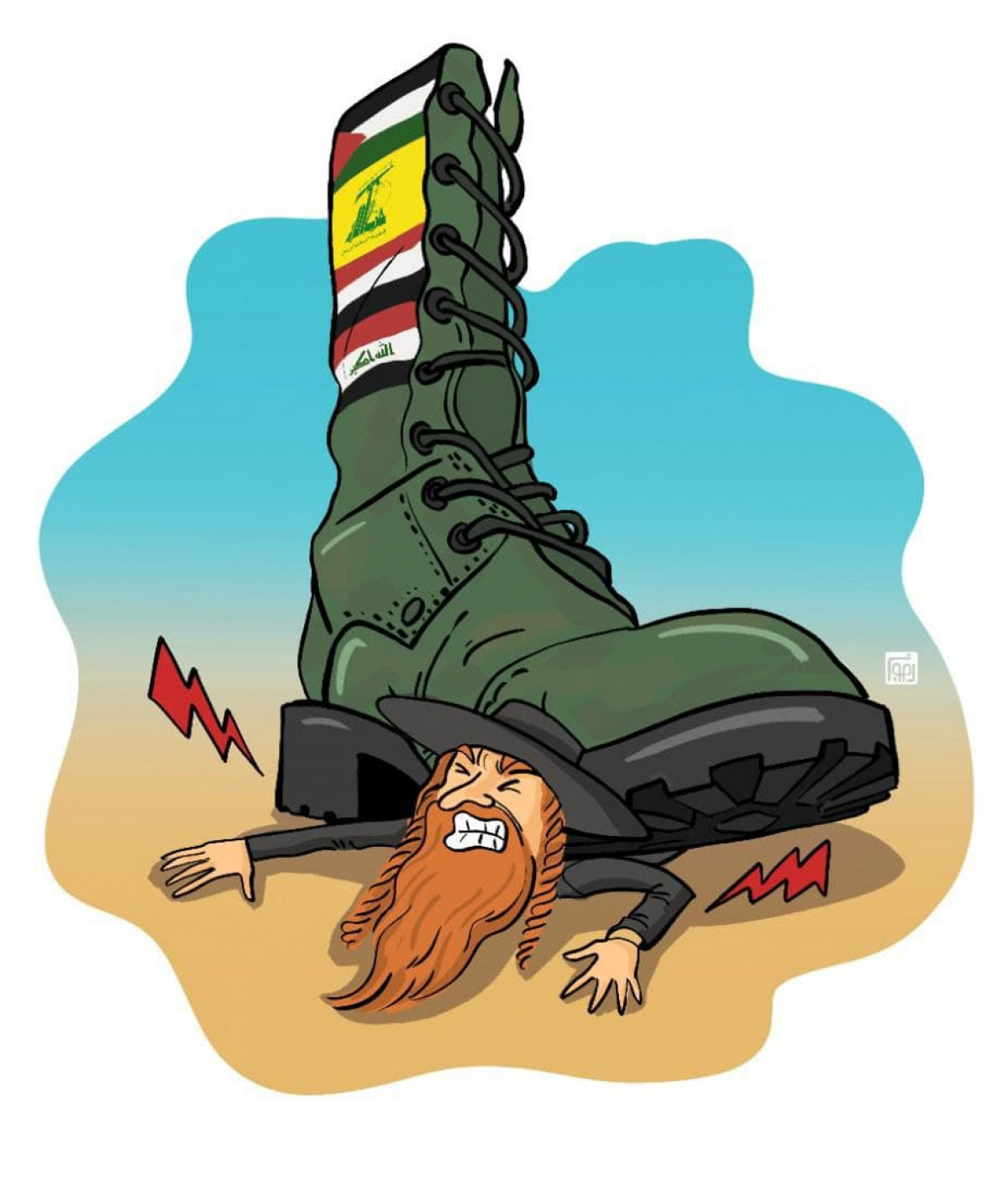 كاريكاتير / الكيان الصهيوني تحت أحذية رجال المقاومة