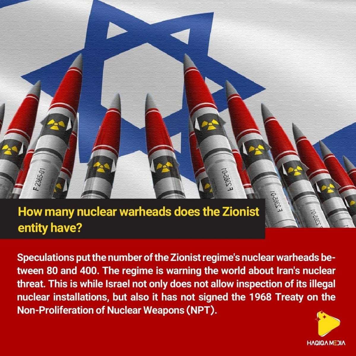 How many nuclear warheads does the Zionist entity have?