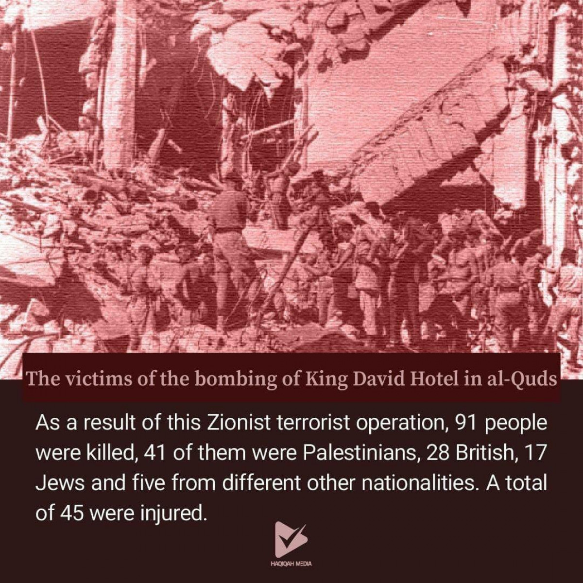 The victims of the bombing of King David Hotel in al-Quds