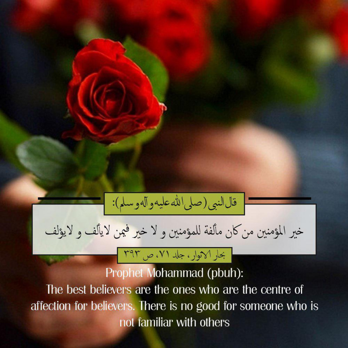 Prophet Mohammad (pbuh): The best believers are the ones who are the centre of affection for believers