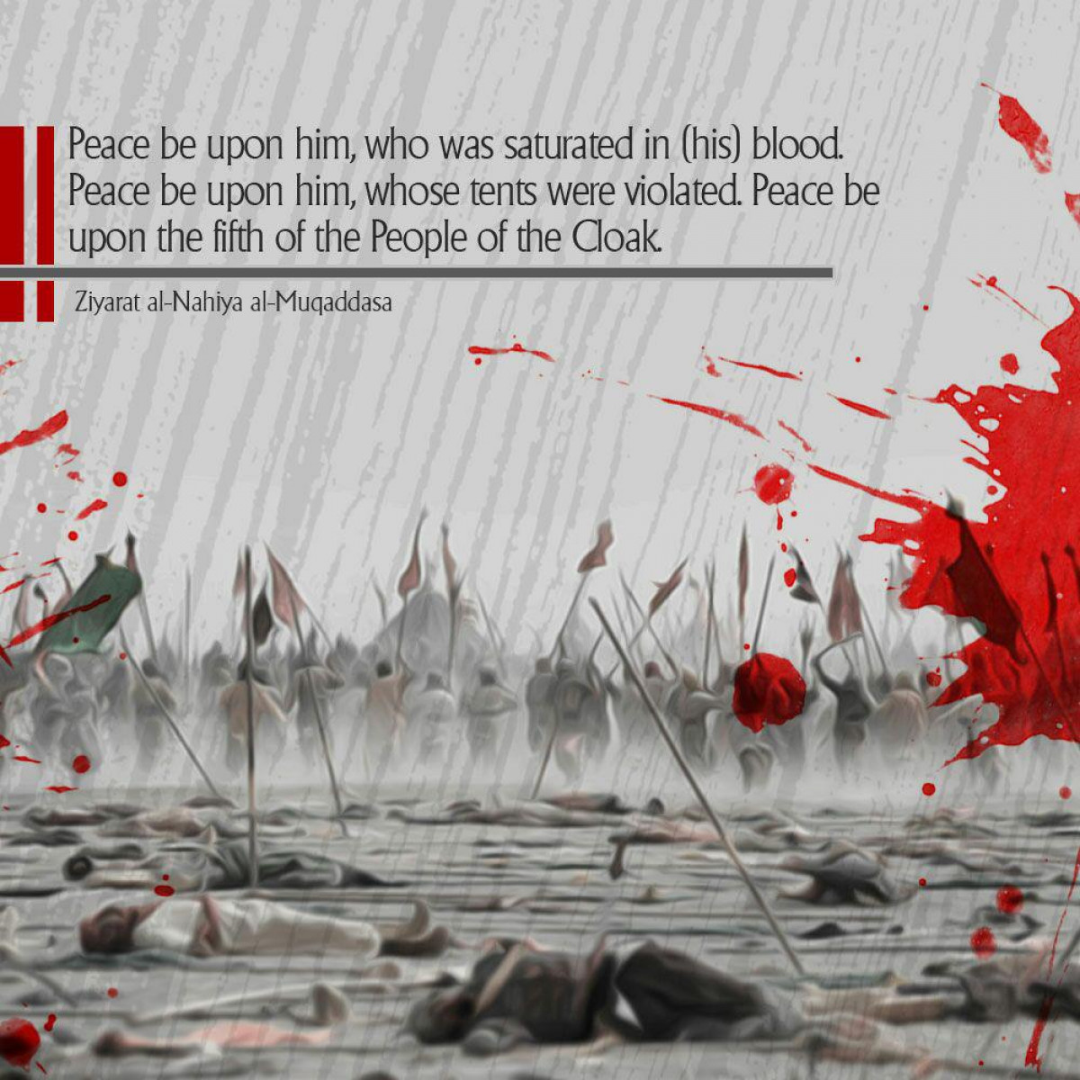 Peace be upon him, who was saturated in (his) blood