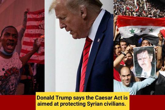Donald Trump says the Caesar Act is aimed at protecting Syrian civilians