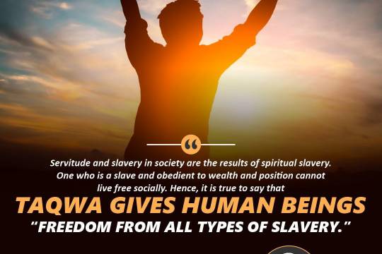 Servitude and slavery in society are the results of spiritual slavery