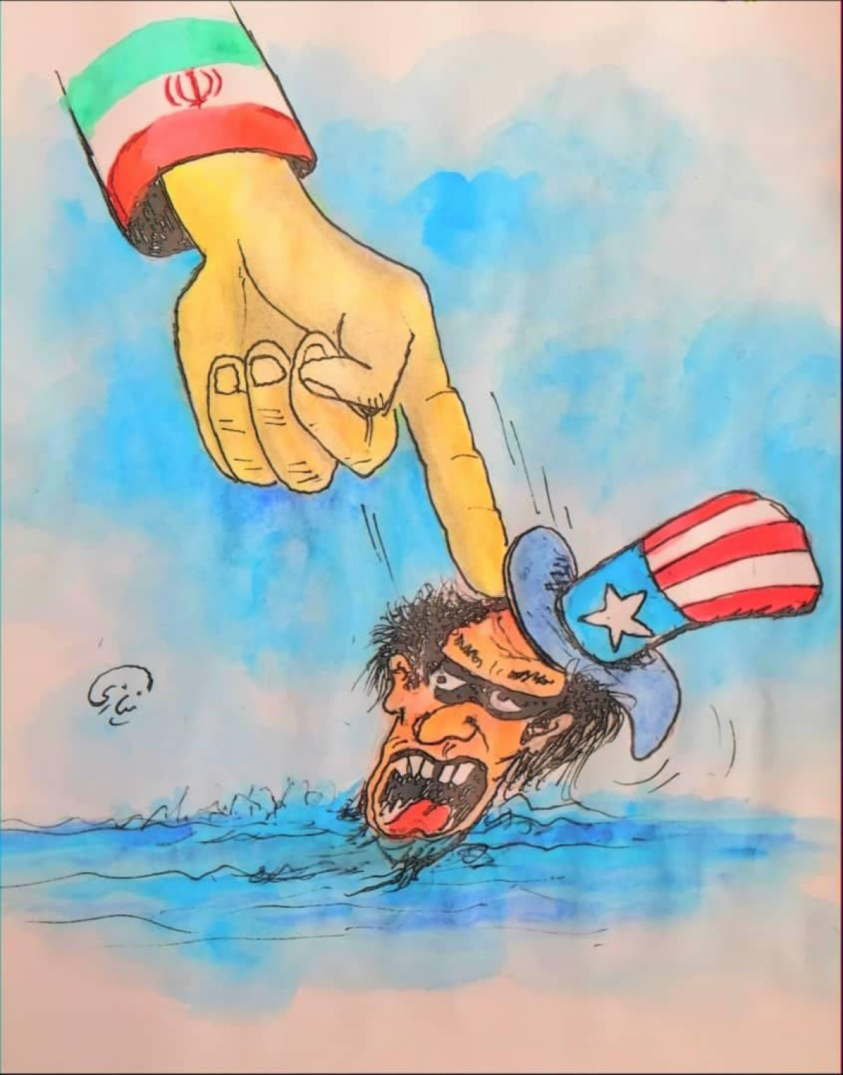 غرق شدن ابهت پوشالی آمریکا در دریای عمان توسط رزمندگان سپاه