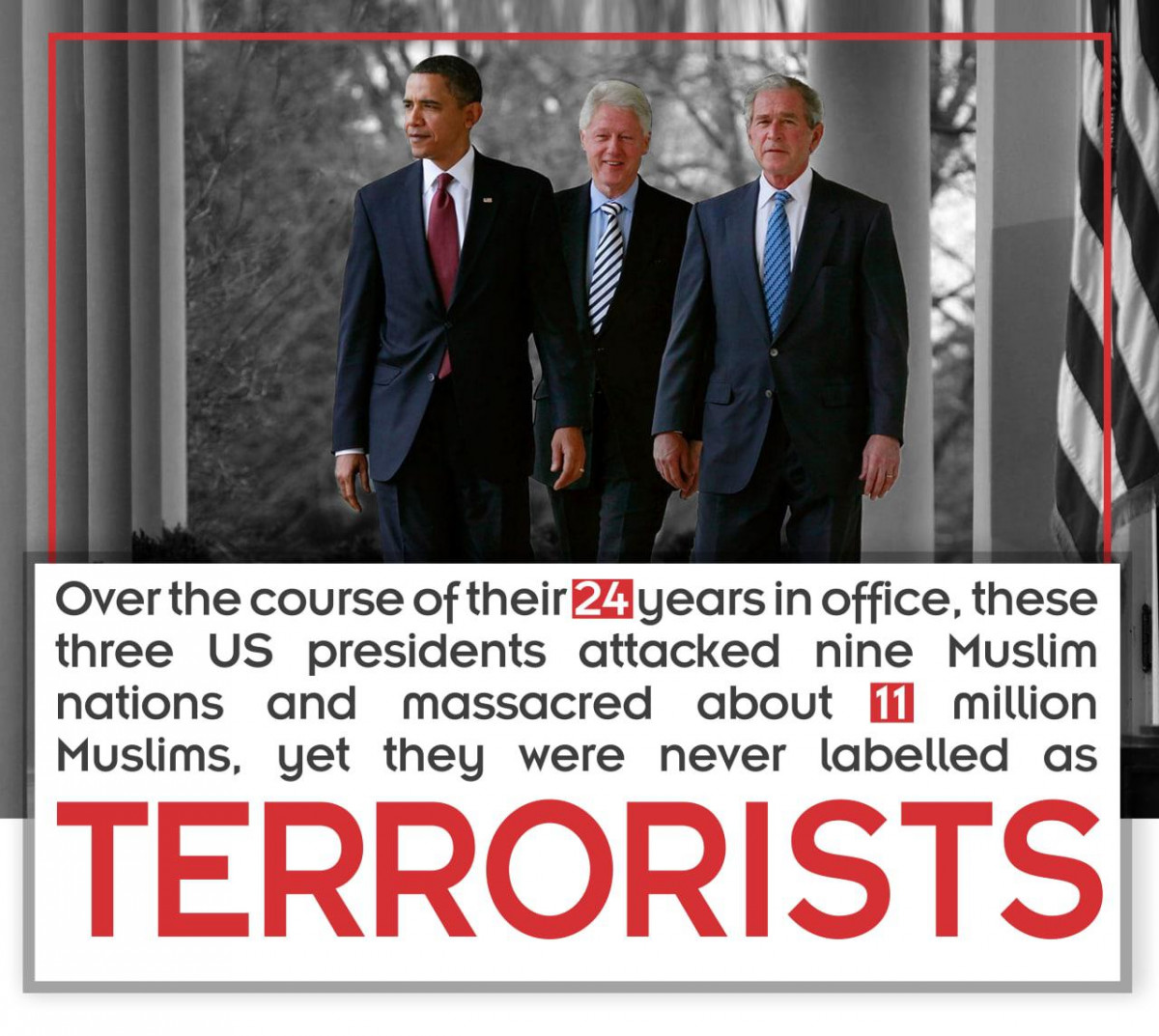 Over the course of their 24 years in office, these three US presidents attacked nine Muslim nations