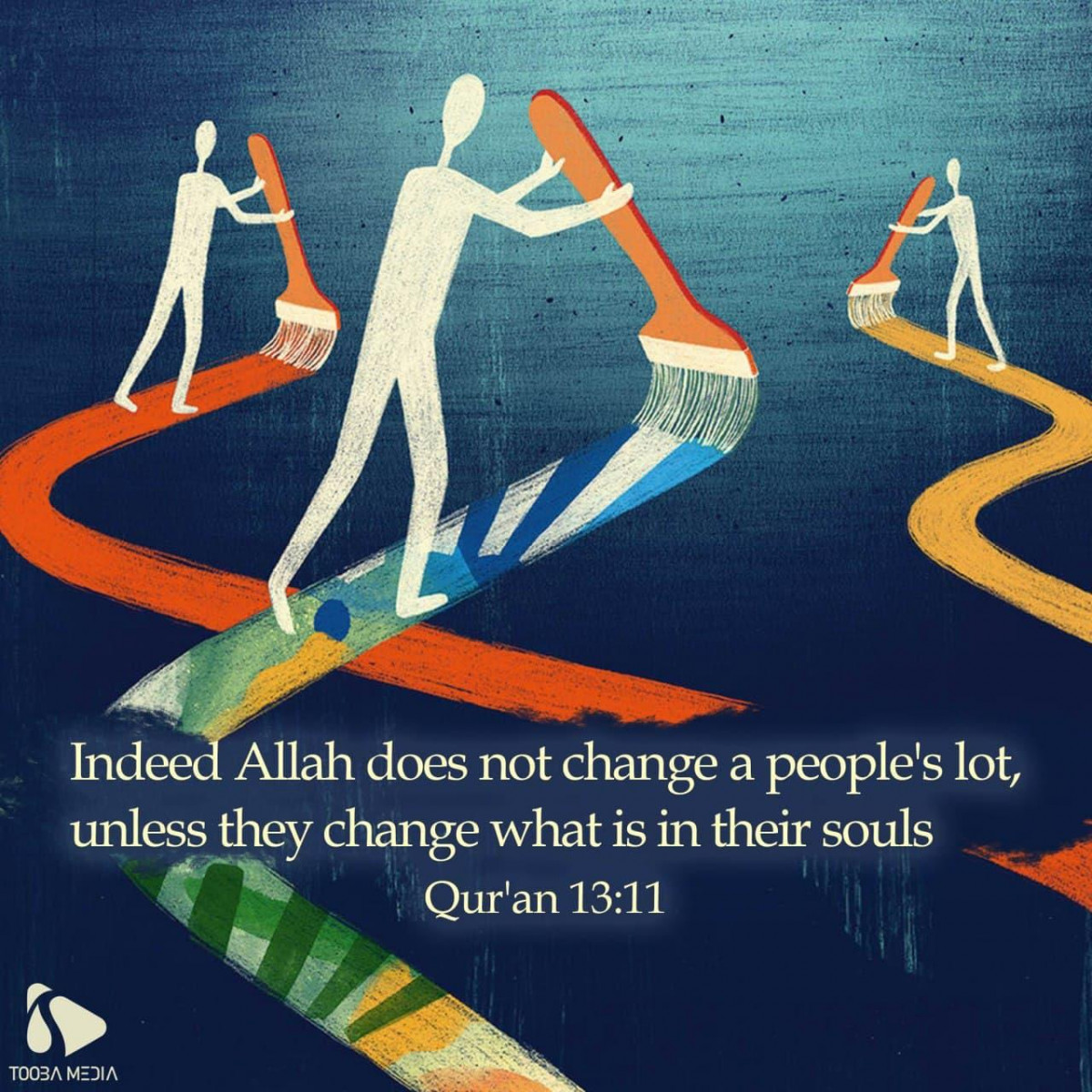 Indeed Allah does not change a people's lot, unless they change what is in their souls