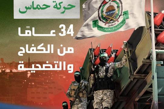 الذكرى السنوية الـ34  لانطلاقة حركة حماس