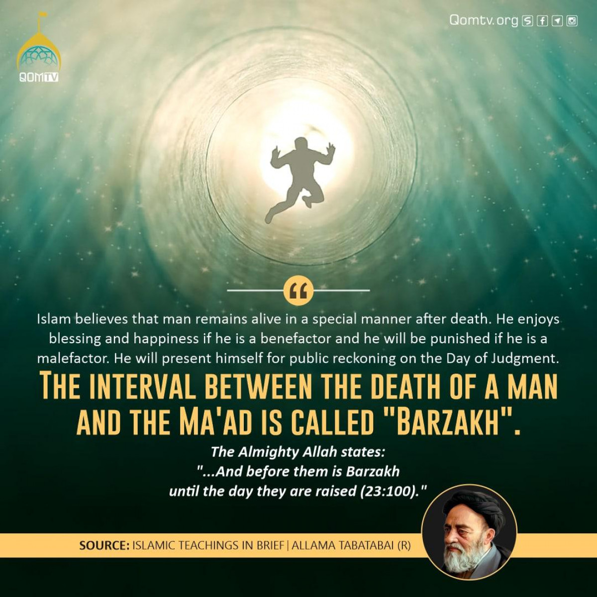 Islam believes that man remains alive in a special manner after death