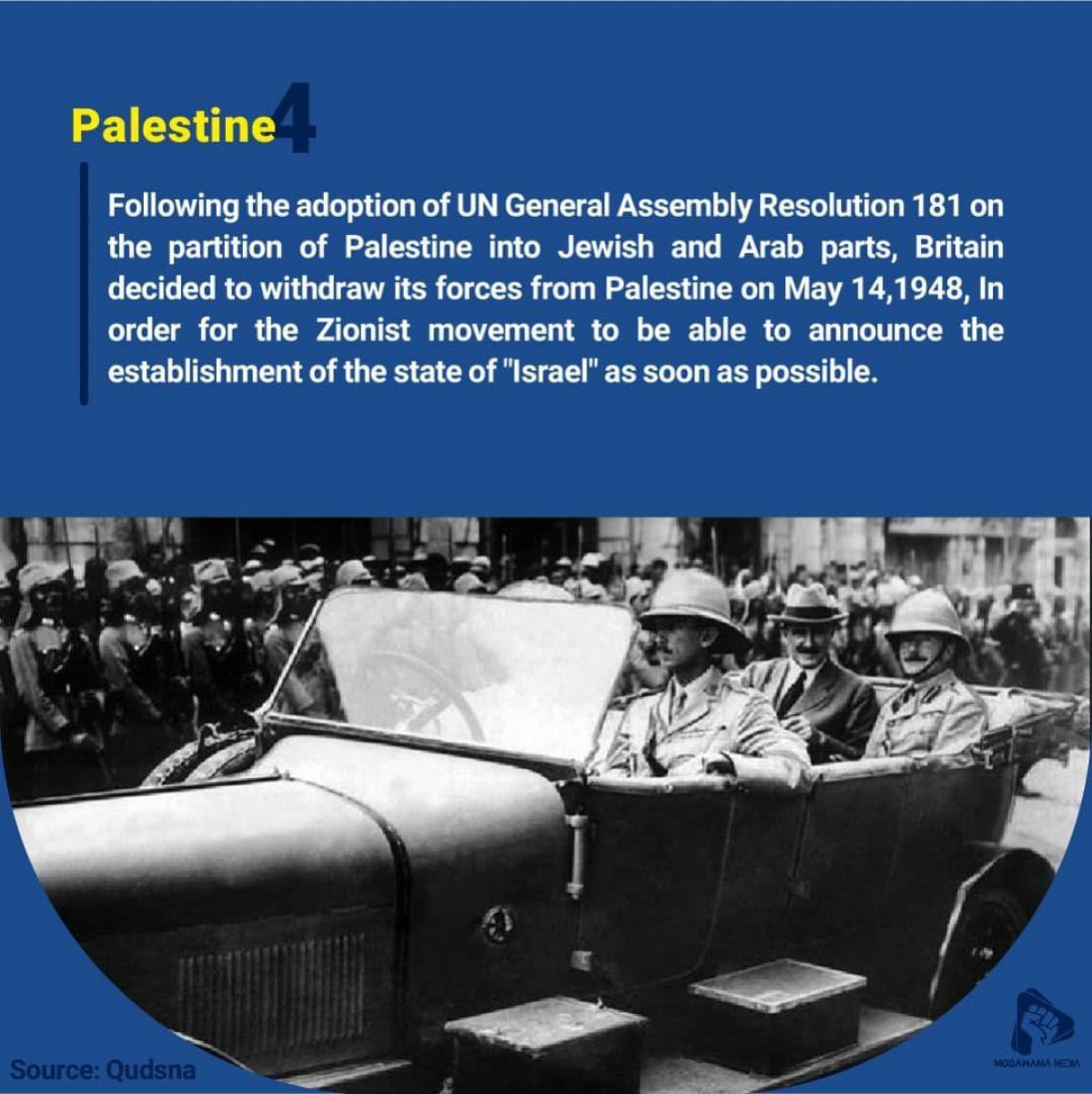 Following the adoption of UN General Assembly Resolution 181 on the partition of Palestine into Jewish and Arab parts