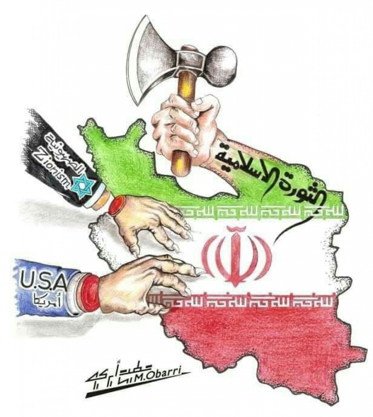 كاريكاتير / الثورة الإسلامية الإيرانية تقطع الأيدي الصهيوأمريكية وعملائها