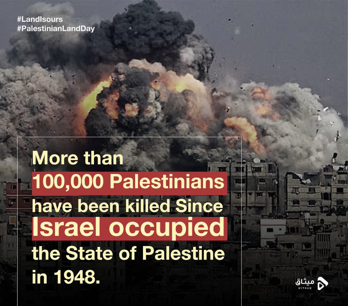 More than 100,000 Palestinians have been killed Since Israel occupied the State of Palestine in 1948
