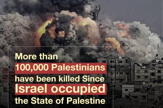 More than 100,000 Palestinians have been killed Since Israel occupied the State of Palestine in 1948