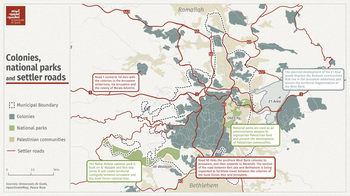 The following map illustrates the different colonial projects that are implemented in Jerusalem