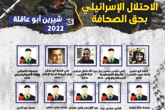مجموعة انفوجرافيك " جرائم الإحتلال الإسرائيلي بحق الصحافة "