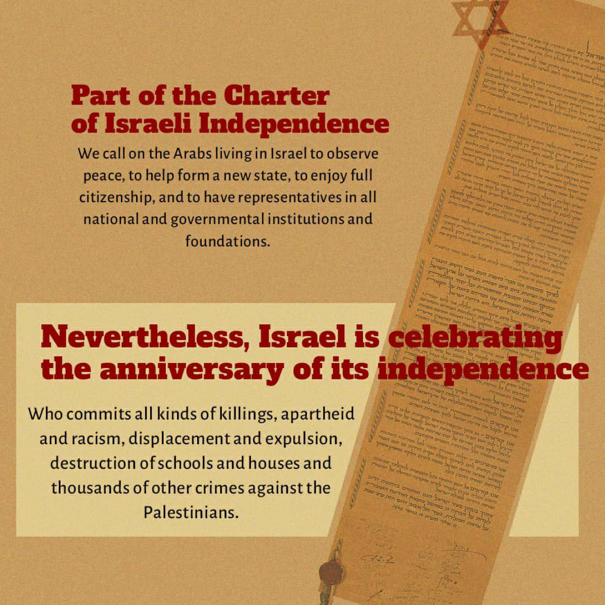 part of the charter of Israeli Independence