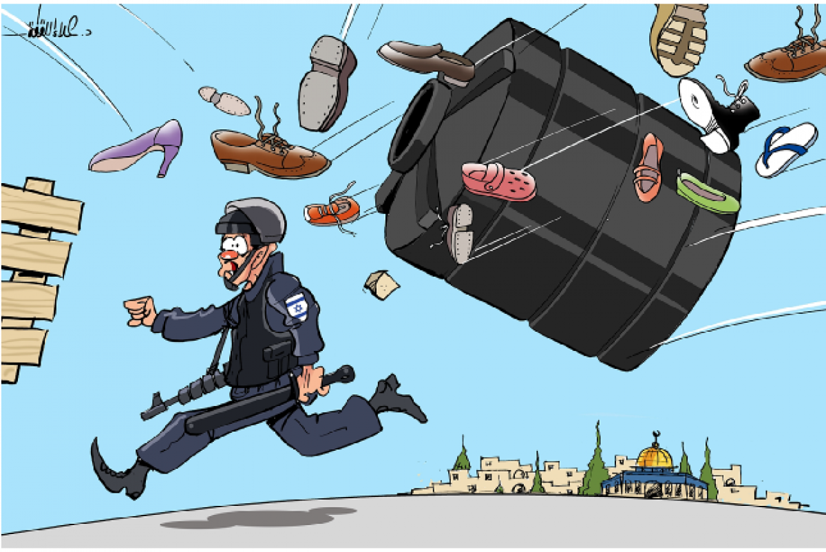 كاريكاتير / هروب الجنود الصهاينة من شوارع القدس المحتلة