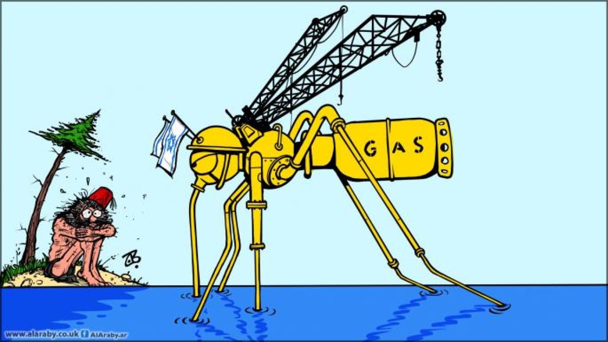 كاريكاتير / تنقيب اسرائيلي عن الغاز والنفط