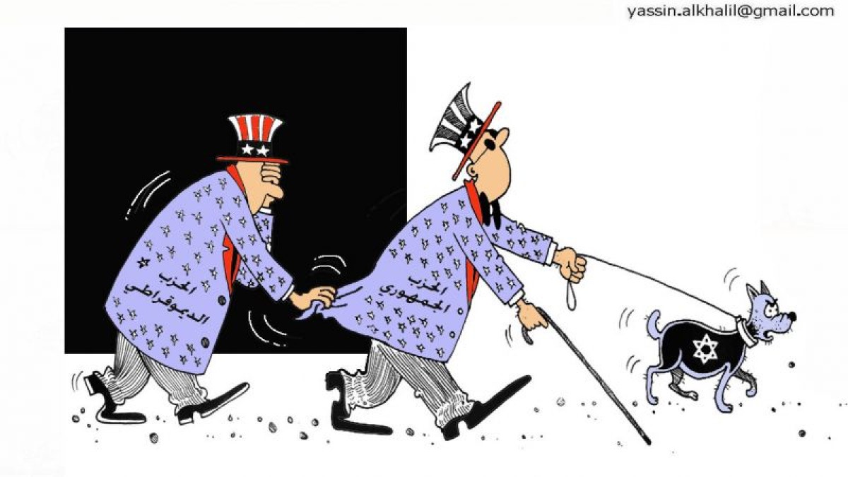 كاريكاتير / اللوبي الصهيوني بأمريكا