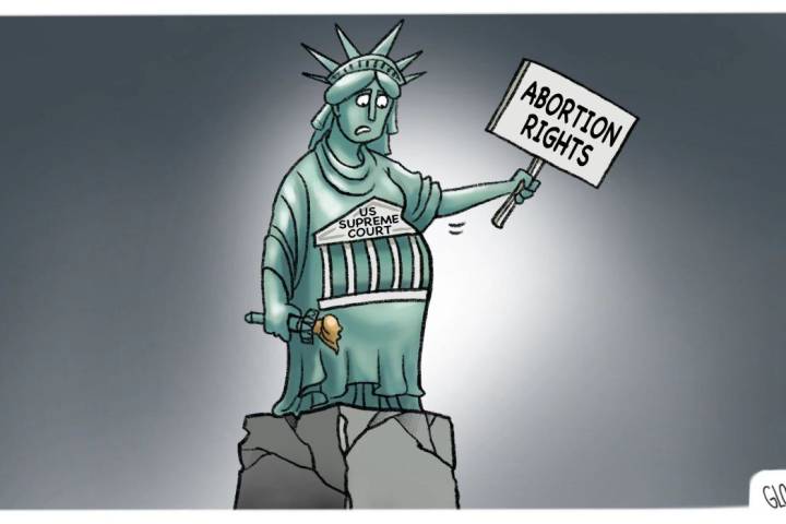 US Supreme Court ousts abortion rights from Statue of Liberty’s shelter.