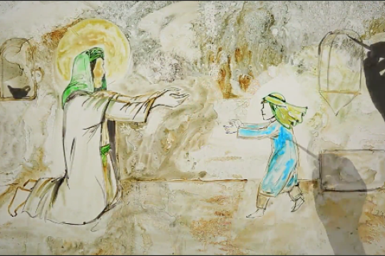 مجموعه نقاشی آبرنگ : نحوه برخورد امام حسین با خانواده