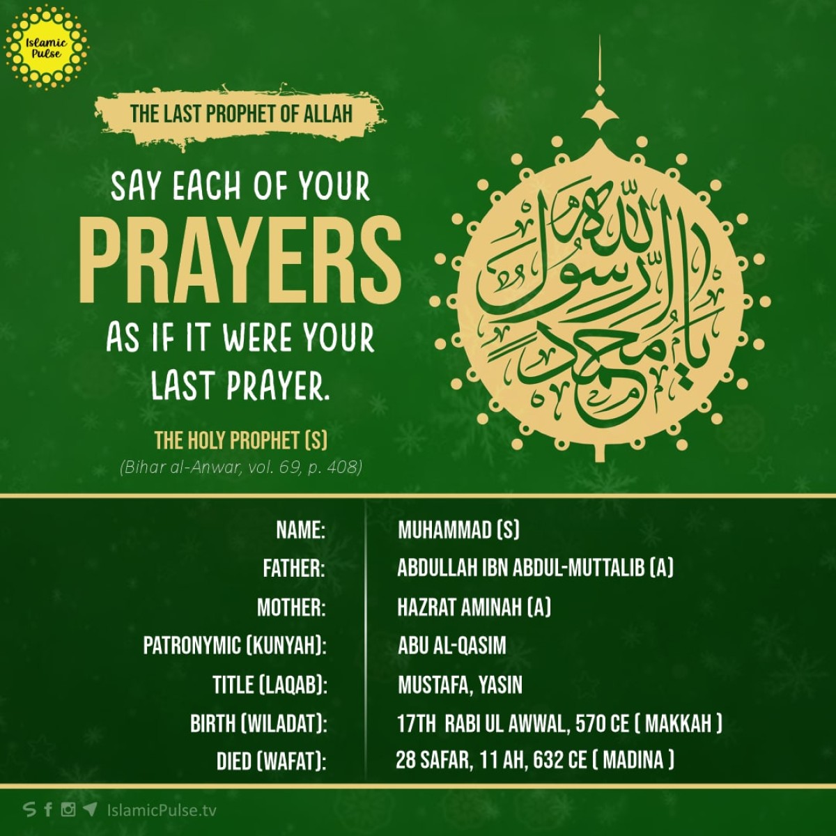 "Say each of your prayers as if it were your last prayer."
