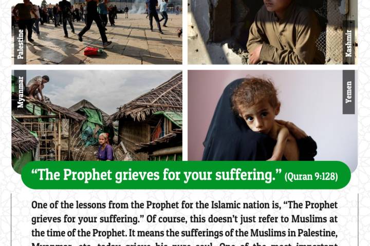 “The Prophet grieves for your suffering.” (Quran 9:128)