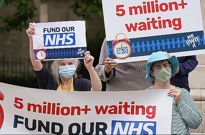 The British NHS is in crisis as patients must wait on endless waiting lists while abused by hospital staff