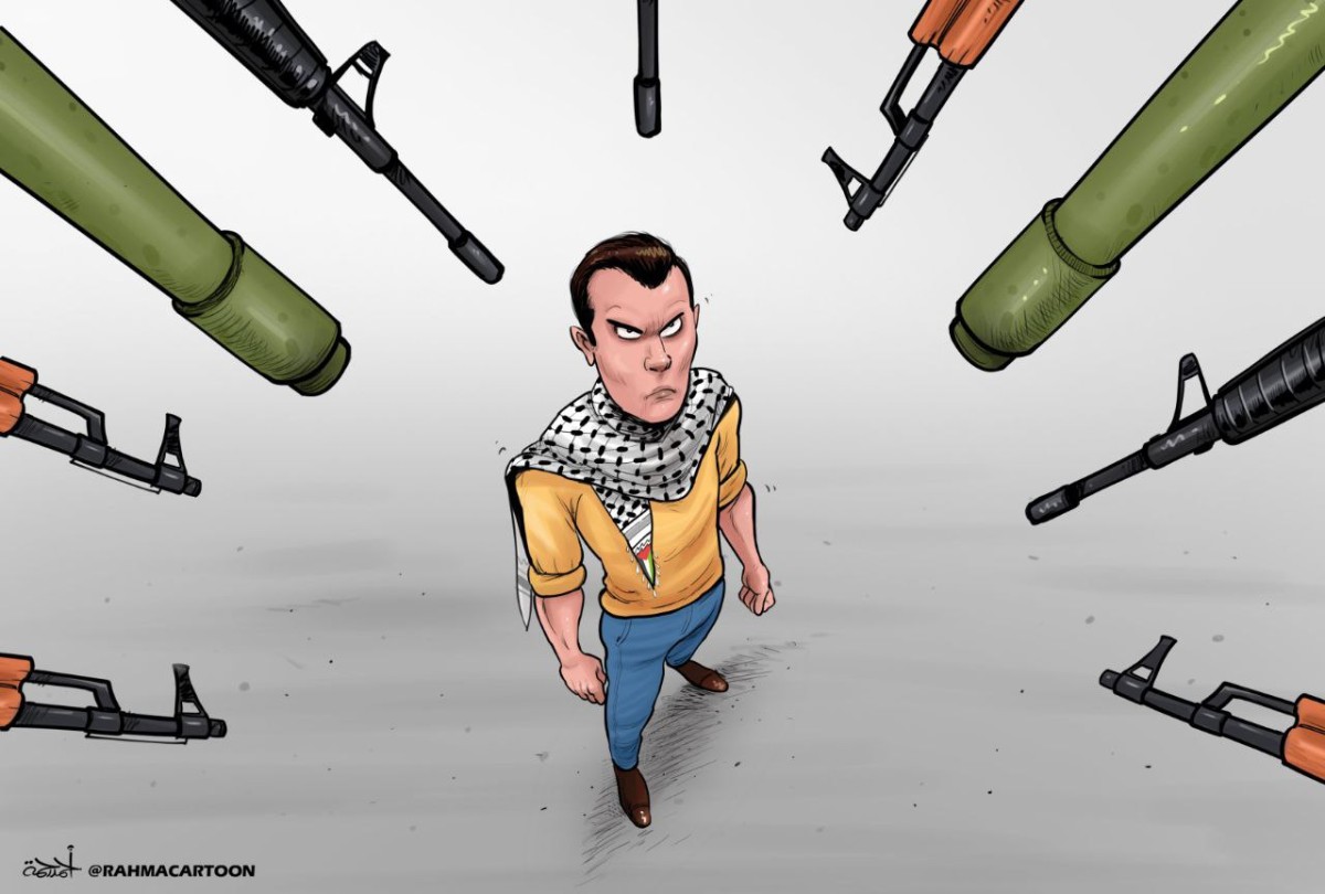 كاريكاتير / الشعب الفلسطيني في مواجهة آلة القتل الإسرائيلية