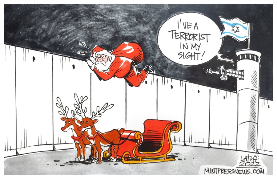 Santa is facing a hard time in #Palestine!