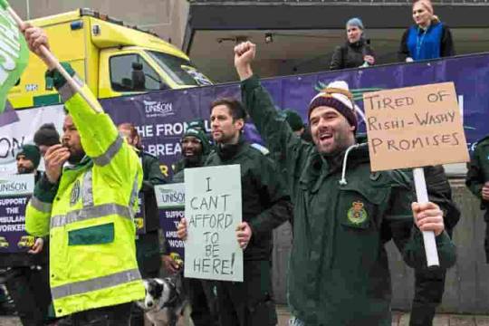 Rescue workers in England are on strike
