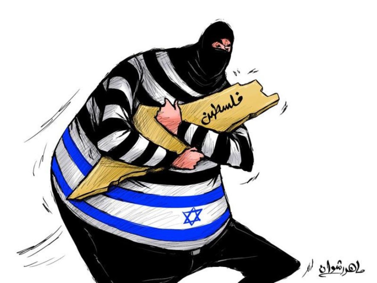 كاريكاتير / الكيان الصهيوني يستولى الأراضى الفلسطينية