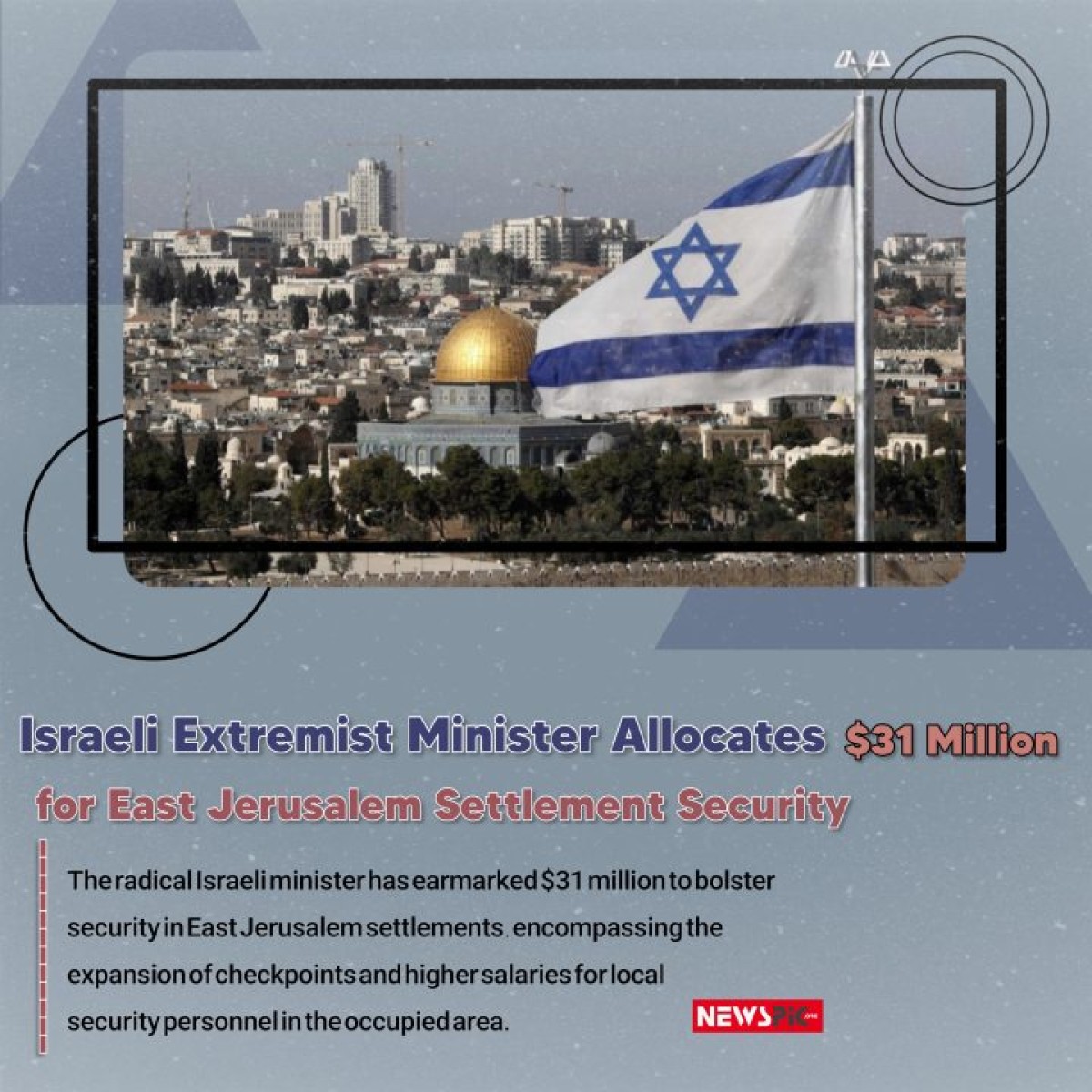 ISRAELI EXTREMISTMINISTER ALLOCATES $31 MILLION FOR EAST JERUSALEM SETTLEMENT SECURITY