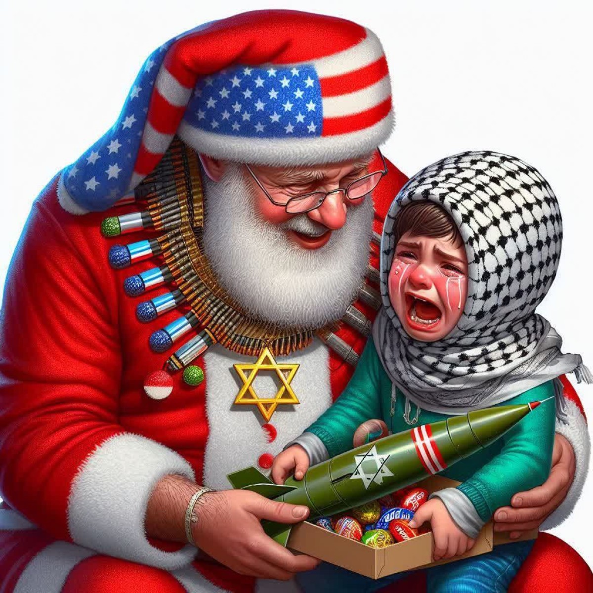 christmas gift from american santa claus to the children of gaza