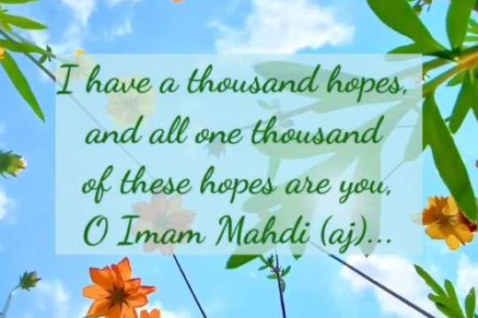 I have a thousand hopes,  and all one thousand  of these hopes are you, O Imam Mahdi (aj)...