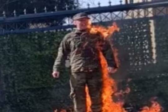 An American soldier set himself on fire outside the Israeli embassy in Washington