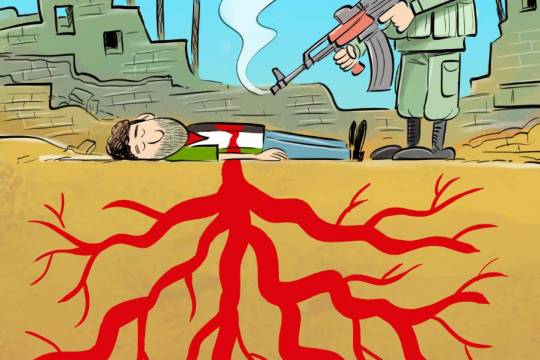 The bloodthirsty army of the Zionist regime against the defenseless Palestinians