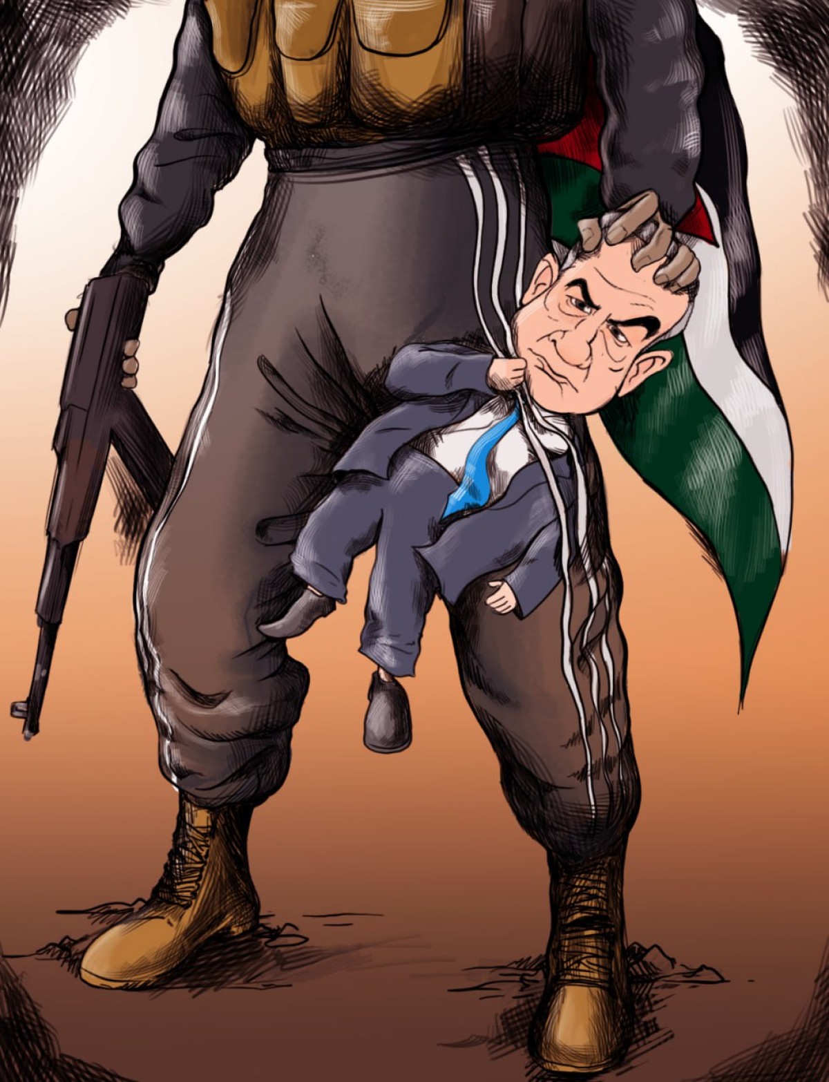 Netanyahu against the Palestinian fighter