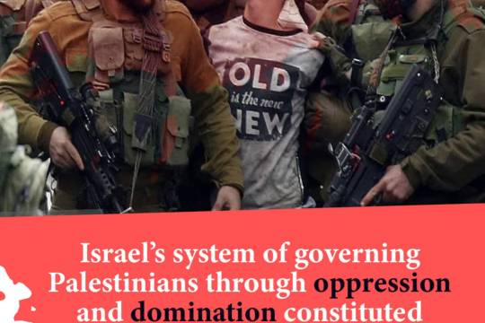 Israel's system of governing Palestinians through oppression and domination constituted apartheid