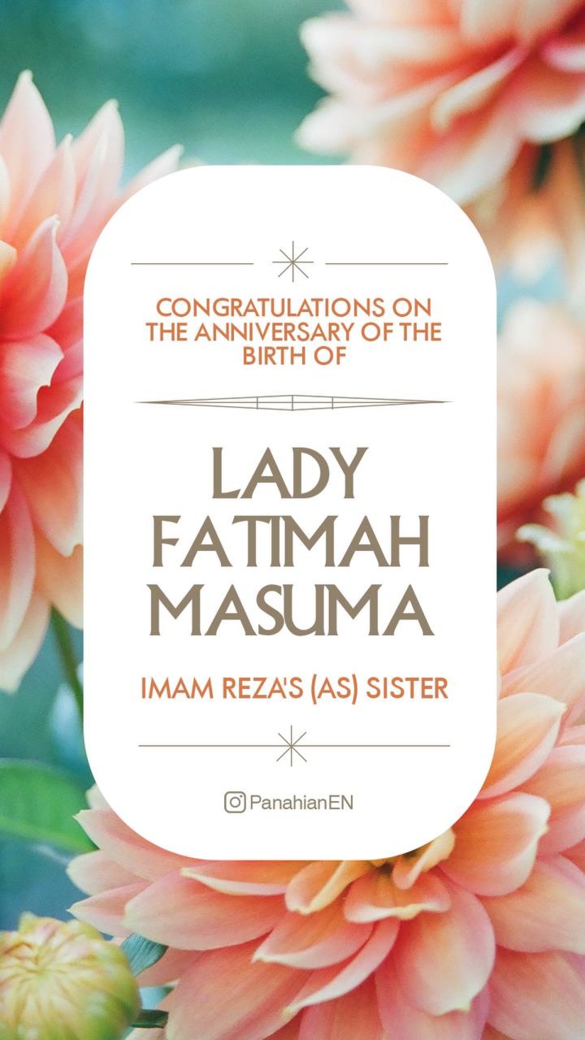 Congratulations on the anniversary of the birth of Lady Fatimah Masuma