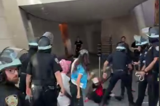 مجموعه ویدیو : حمله پلیس آمریکا به تظاهرات حمایت از غزه در موزه بروکلین