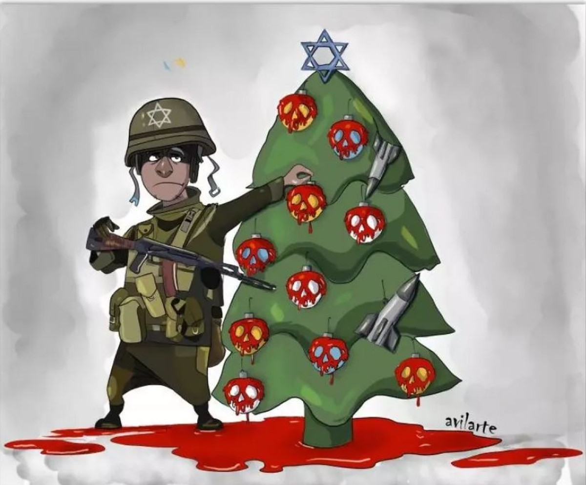 war ornaments on the Lebanon tree