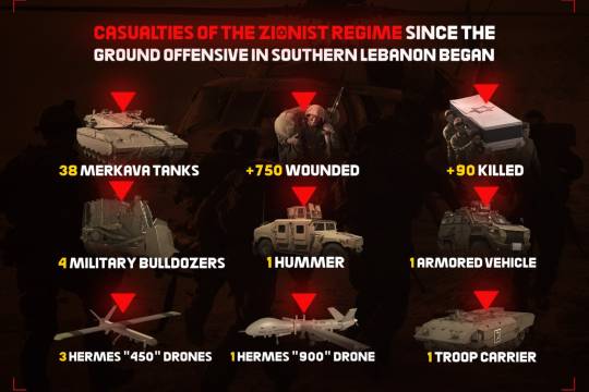 Casualties of the Zionist regime since the ground offensive in southern Lebanon began